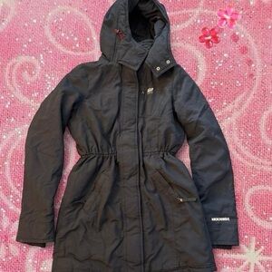 Abercrombie & Fitch Black Hooded Cinch-Waist Trench Coat